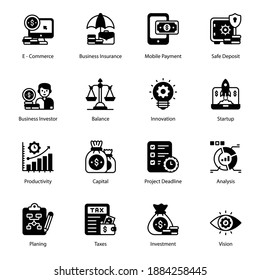 
Business Affairs Icons In Modern Filled Style 