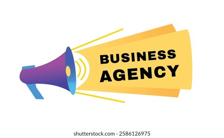 Business agency banner vector sign graphic template design. Announce design with megaphone.