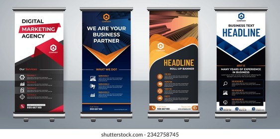 Business agency roll up banner design or pull up banner template. vector