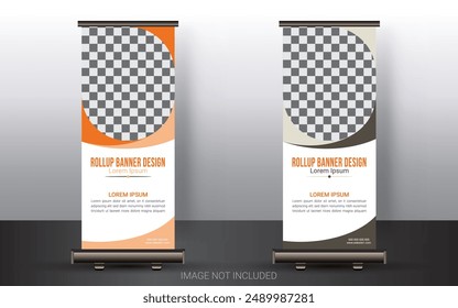Business Agency Roll-Up  Banner Template or Product Sale Flyer Design. Corporate Marketing Agency Poster.