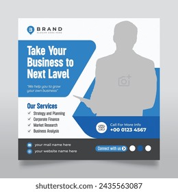 Business Agency Social Media Post, Digital Marketing Web Banner, Corporate Square Flyer Template. corporate social media post square banner design and Instagram post template.