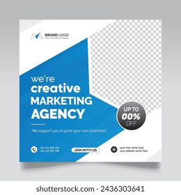 Business Agency Social Media Post, Digital Marketing Web Banner, Corporate Square Flyer Template. corporate social media post square banner design and Instagram post template