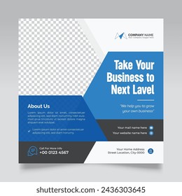 Business Agency Social Media Post, Digital Marketing Web Banner, Corporate Square Flyer Template. corporate social media post square banner design and Instagram post template