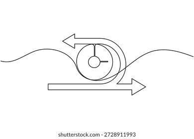 Sprint de datos ágil de negocios con icono de reloj continuo de una línea dibujando sobre fondo blanco Estrategia flexible y toma de decisiones receptiva Ilustración vectorial de contorno de símbolos