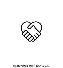 Business agree icon. Unity icon. Hand icon. Hand and heart sign.