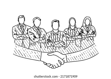 Business agreement concept. Hand drawn vector illustration design