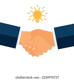 Business Agreement and deal Concept. Zwei Business-People-Partner schütteln nach großer kreativer Vereinbarung mit brillanter Idee, Vektorgrafik