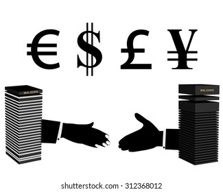 business agreement in different countries and four currencies in the world