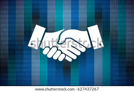 business agreement handshake binary background concept illustration design isolated over white