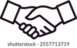 Business agreement handshake or friendly handshake line art icon