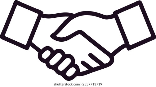 Business agreement handshake or friendly handshake line art icon