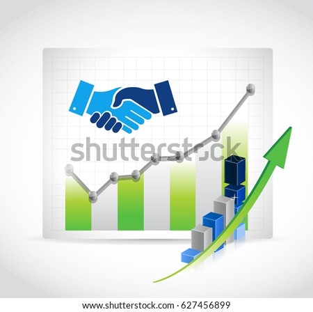 business agreement handshake graph concept illustration design isolated over white