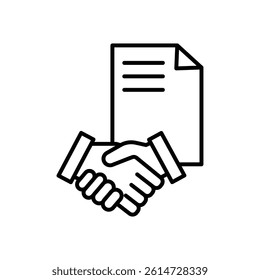 Business agreement handshake icon black and white vector sign