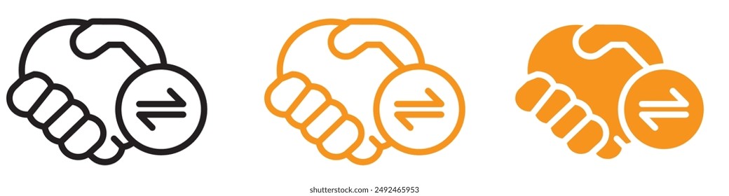Ícono de apretón de manos del Acuerdo de negocios para la firma de contratos y ofertas Corporativas