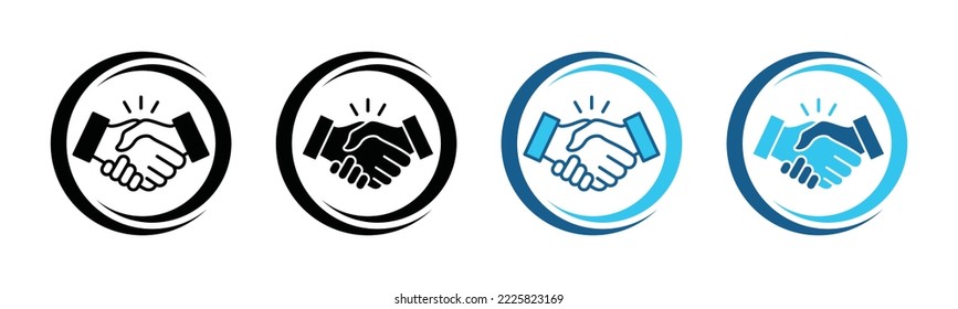 Business agreement handshake icon in different style.. Handshake inside the generic circle icon set. Outline and flat of friendly handshake for apps and websites, symbol illustration.