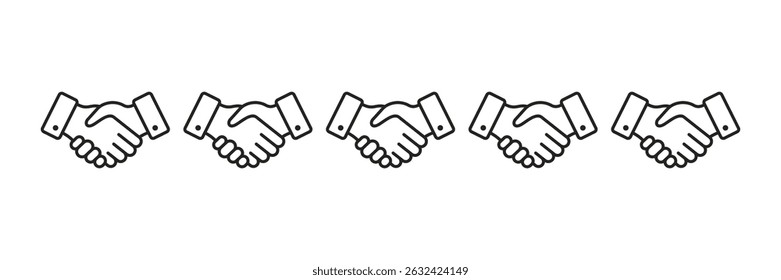 Ícone de handshake de contrato comercial na ilustração de vetor de estilo diferente, para aplicativos e sites