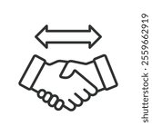 Business Agreement Handshake, icon in line design. Business, agreement, handshake, deal, partnership, contract on white background vector. Business Agreement Handshake editable stroke icon