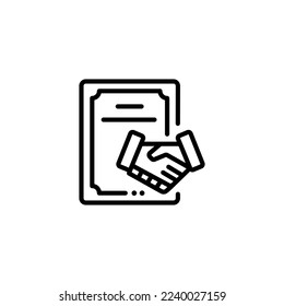 Business agreement icon. Handshake, partners, document. Business concept.