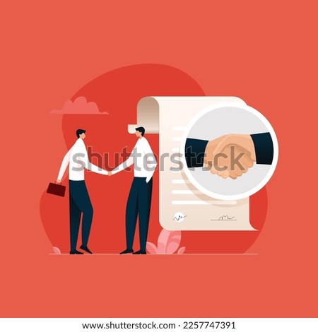 Business agreement illustration concept, Business people shaking hands, Joint venture partnership contract