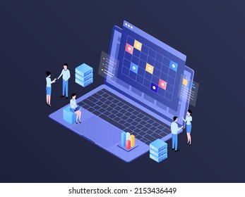 Business Agreement Isometric Illustration Dark Gradient. Suitable for Mobile App, Website, Banner, Diagrams, Infographics, and Other Graphic Assets.