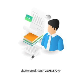 Business agreement letter in isometric flat illustration