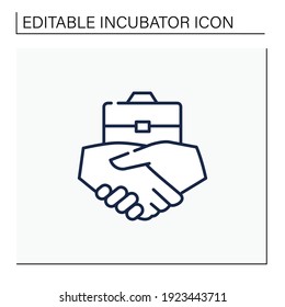 Business agreement line icon. Polite communication with employees, respectful atmosphere and improves communication. Team building concept. Isolated vector illustration. Editable stroke
