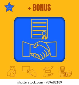 business Agreement line vector icon with handshake.Flat design style.