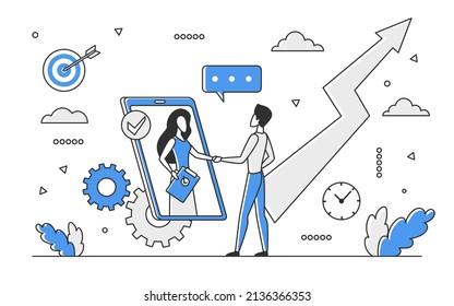 Business agreement statement of common goals. Partnership contract and collaborative handshake work vector monocolor illustration