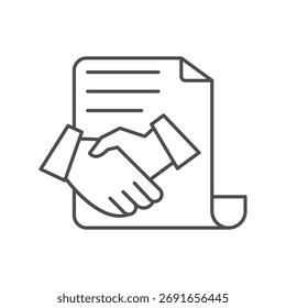 Icono de línea delgada de Acuerdo de negocios, Vector, píxel perfecto, archivo ilustrador 