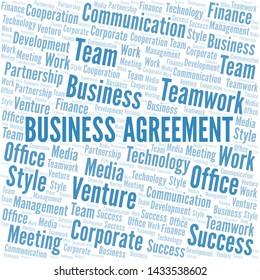 Business Agreement word cloud. Collage made with text only.