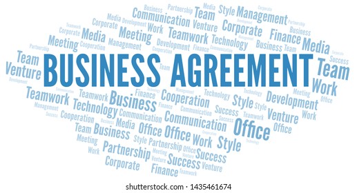 Business Agreement word cloud. Collage made with text only.