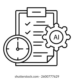 Business Ai Schedule Planning Vector Icon Design with Editable Stroke
