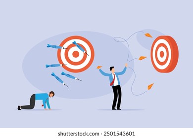 Business aims set goals, resolutions, aspire, and strive for success with motivation 2d flat vector illustration