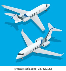 Business Aircraft, Corporate Jet. Flat 3d Isometric Vector Illustration. For Infographics And Design Games.