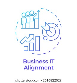 Business it alignment blue gradient concept icon. Prioritization framework. Efficiency, productivity. Round shape line illustration. Abstract idea. Graphic design. Easy to use in blog post