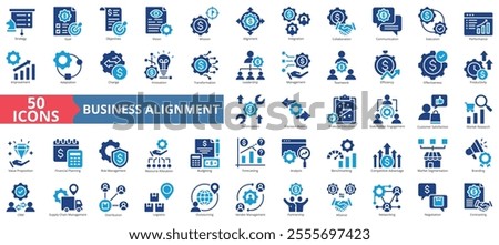 Business alignment icon collection set. Containing strategy, goal, objectives, mission, alignment, integration, collaboration icon. Simple flat vector.