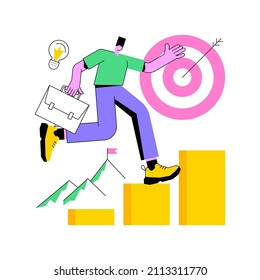 Business ambition abstract concept vector illustration. Career ladder, personal growth, business success, goal achievement, startup project support, hire employees, take a risk abstract metaphor.