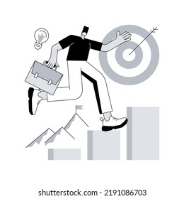 Business Ambition Abstract Concept Vector Illustration. Career Ladder, Personal Growth, Business Success, Goal Achievement, Startup Project Support, Hire Employees, Take A Risk Abstract Metaphor.