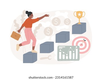 Business ambition isolated concept vector illustration. Career ladder, personal growth, business success, goal achievement, startup project support, hire employees, take a risk vector concept.