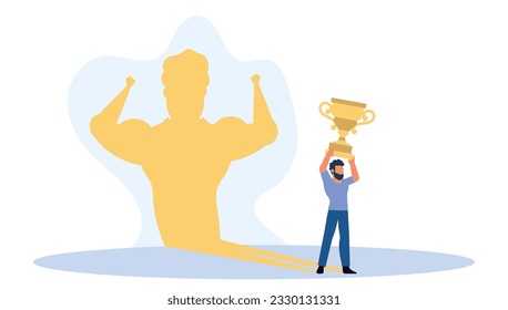 Business ambition leader man vector illustration concept. Superman cape challenge leadership. Super shadow businessman success achievement. Career progress person goal. Motivation vision solution