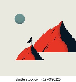 Business ambition and motivation vector concept. Symbol of superhero, achievement, succes, growth, emancipation. Minimal illustration.