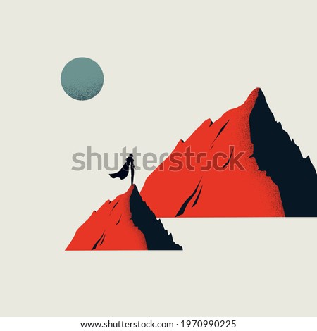 Business ambition and motivation vector concept. Symbol of superhero, achievement, succes, growth, emancipation. Minimal illustration.