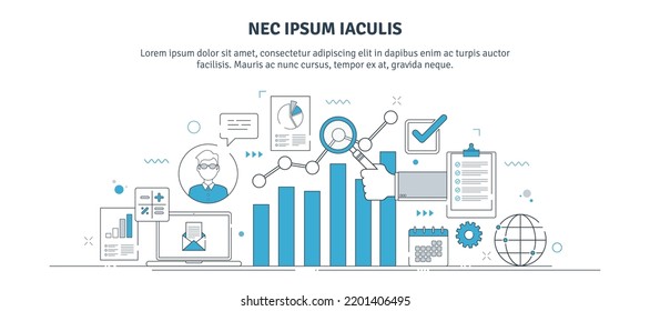 Business analysis banner template with thin line icons for websites. Business, strategy, finance and marketing icons.