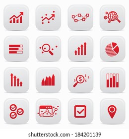 Business analysis buttons,Red version,vector