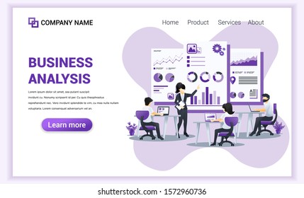 Business analysis concept with characters. Auditing, Financial consulting. Can use for web banner, landing page, web template. Flat vector illustration