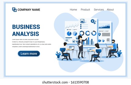 Business analysis concept with characters. Auditing, Financial consulting. Can use for web banner, landing page, web template. Flat vector illustration