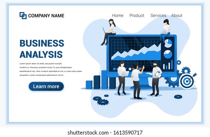 Business analysis concept with characters. Auditing, Financial consulting. Can use for web banner, landing page, web template. Flat vector illustration