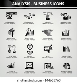 Business Analysis Concept Icons,Black Version,vector