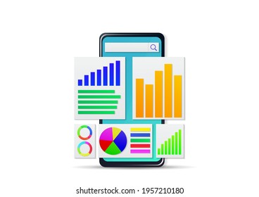 business analysis concept, screen smartphone illustration