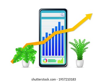 business analysis concept, screen smartphone illustration